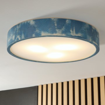 Brilagi - Taklampa PINO 3xE27/15W/230V furu/blå Ø 47,5 cm