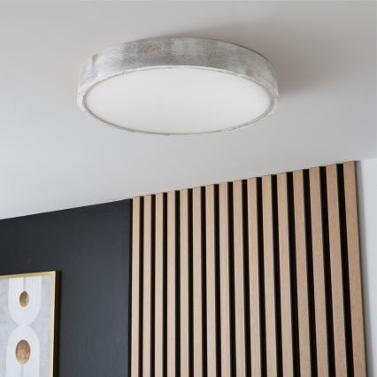 Brilagi - Taklampa PINO 3xE27/15W/230V i furu/silverfärgad Ø 47,5 cm