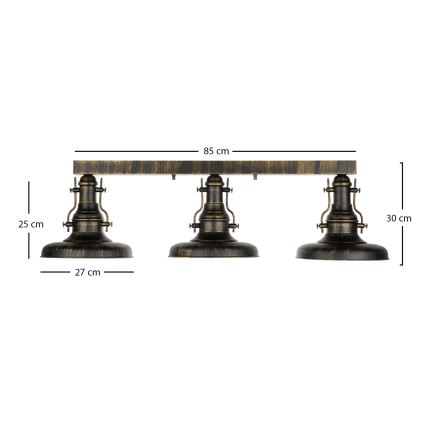 Brilagi - Taklampa PYRONIC 3xE27/40W/230V brons/patina