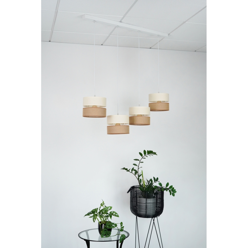 Brilagi - Taklampa ROYAL YUTE 4xE27/15W/230V beige/kräm/vit