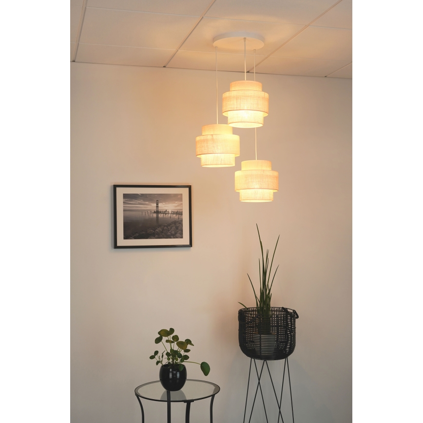 Brilagi - Taklampa SPACE YUTE 3xE27/15W/230V krämvit/vit