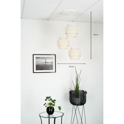 Brilagi - Taklampa SPACE YUTE 3xE27/15W/230V krämvit/vit