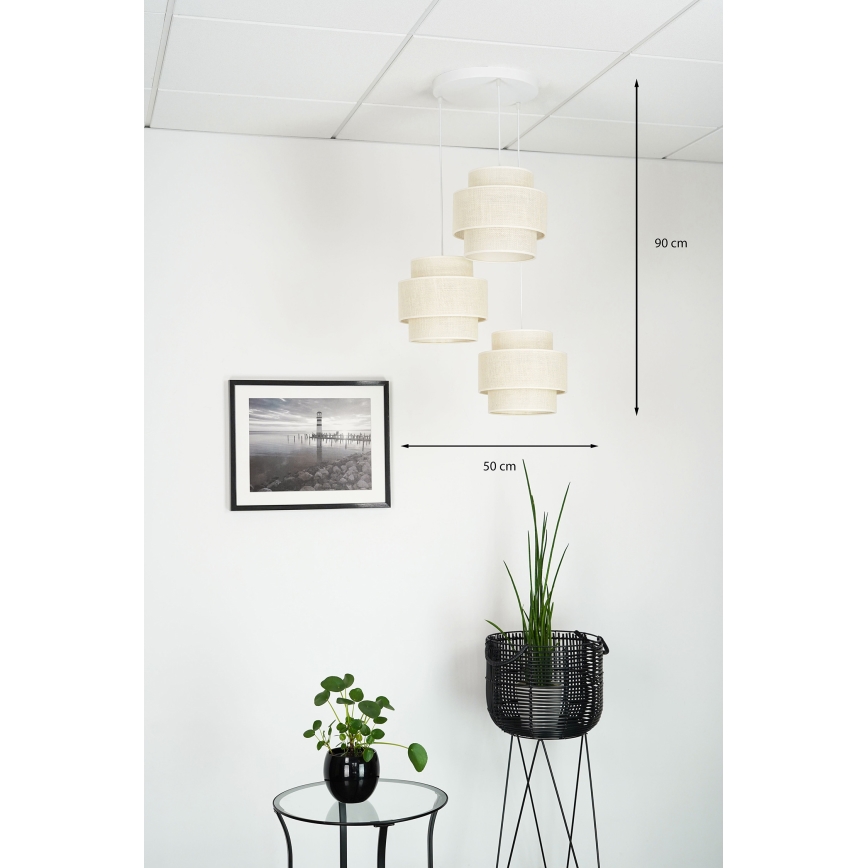 Brilagi - Taklampa SPACE YUTE 3xE27/15W/230V krämvit/vit