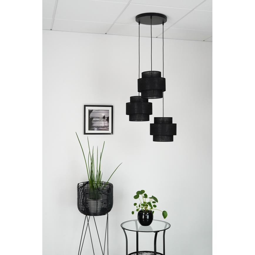 Brilagi - Taklampa SPACE YUTE 3xE27/15W/230V svart