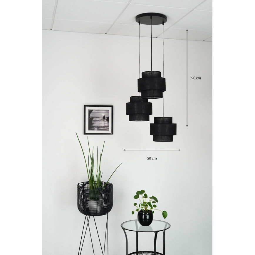 Brilagi - Taklampa SPACE YUTE 3xE27/15W/230V svart