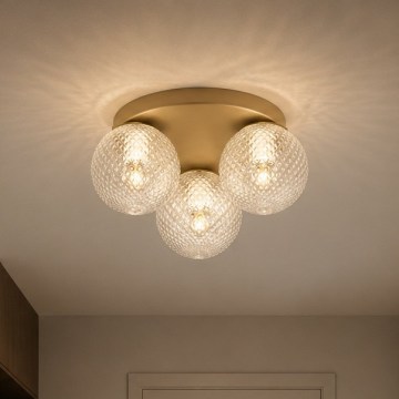 BRILAGI - Taklampa STELLA 3xE27/60W/230V Ø 35 cm beige/guld