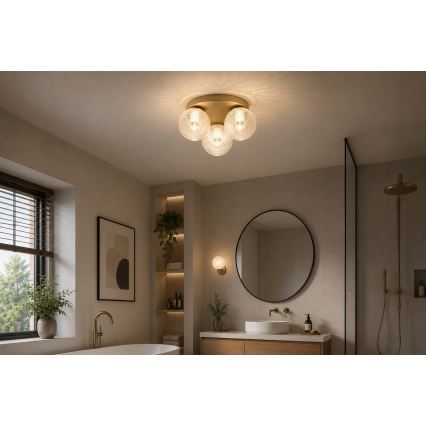 BRILAGI - Taklampa STELLA 3xE27/60W/230V Ø 35 cm beige/guld