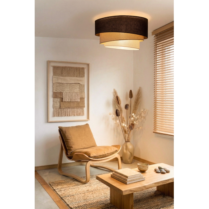 Brilagi - Taklampa TRIO 3xE27/60W/230V Ø 60 cm brun/beige/vit