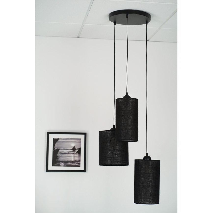 Brilagi - Taklampa TUBES 3xE27/15W/230V svart