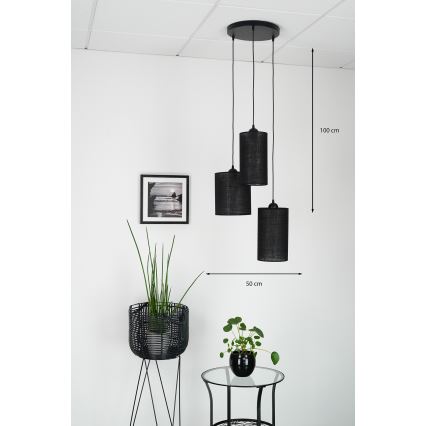 Brilagi - Taklampa TUBES 3xE27/15W/230V svart