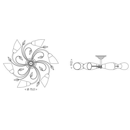 BRILAGI - Taklampa WILLOW 6xE27/40W/230V Ø 75 cm brons