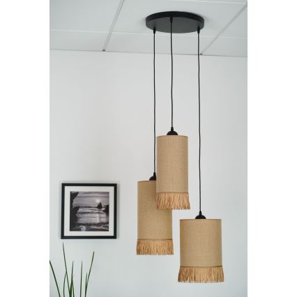 Brilagi - Taklampa WINNETOU TUBES 3xE27/15W/230V brun/svart