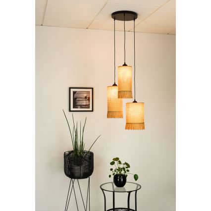 Brilagi - Taklampa WINNETOU TUBES 3xE27/15W/230V brun/svart