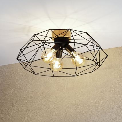 Brilagi - Taklampa WOODY BASKET 3xE27/60W/230V Ø 60 cm ek