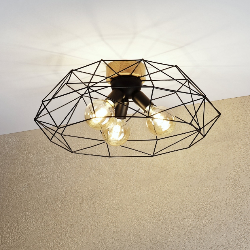 Brilagi - Taklampa WOODY BASKET 3xE27/60W/230V Ø 60 cm ek