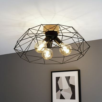 Brilagi - Taklampa WOODY BASKET 3xE27/60W/230V Ø 60 cm ek