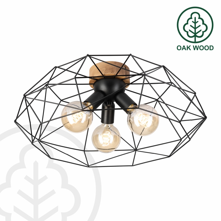 Brilagi - Taklampa WOODY BASKET 3xE27/60W/230V Ø 60 cm ek