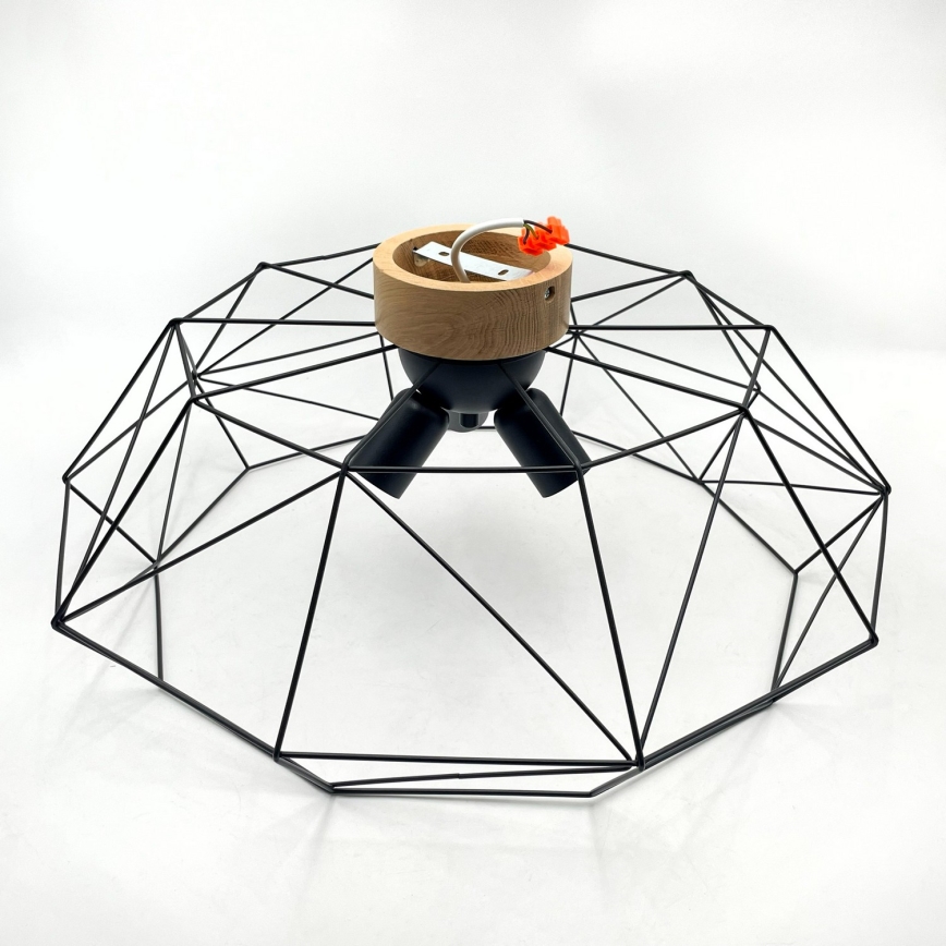 Brilagi - Taklampa WOODY BASKET 3xE27/60W/230V Ø 60 cm ek