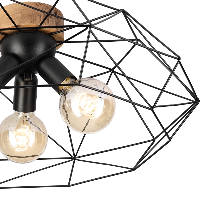 Brilagi - Taklampa WOODY BASKET 3xE27/60W/230V Ø 60 cm ek