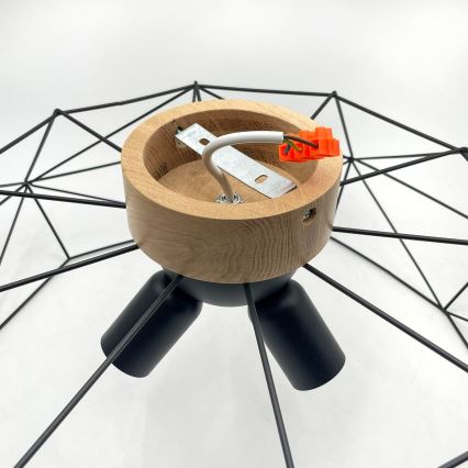 Brilagi - Taklampa WOODY BASKET 3xE27/60W/230V Ø 60 cm ek