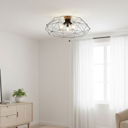 Brilagi - Taklampa WOODY BASKET 3xE27/60W/230V Ø 80 cm ek