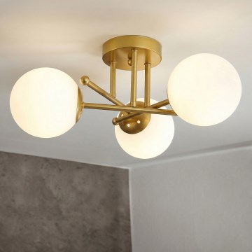 Brilagi - Takmonterad ljuskrona MALIVA 3xE14/15W/230V guld/vit