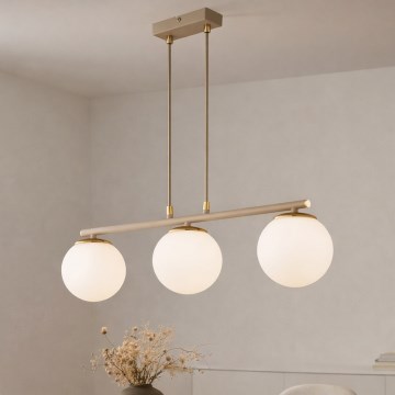Brilagi - Takpendel med kabel 3xE27/60W/230V beige/guld