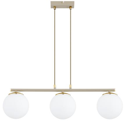 Brilagi - Takpendel med kabel 3xE27/60W/230V beige/guld