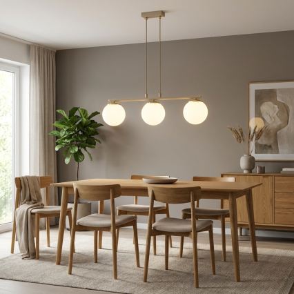Brilagi - Takpendel med kabel 3xE27/60W/230V beige/guld