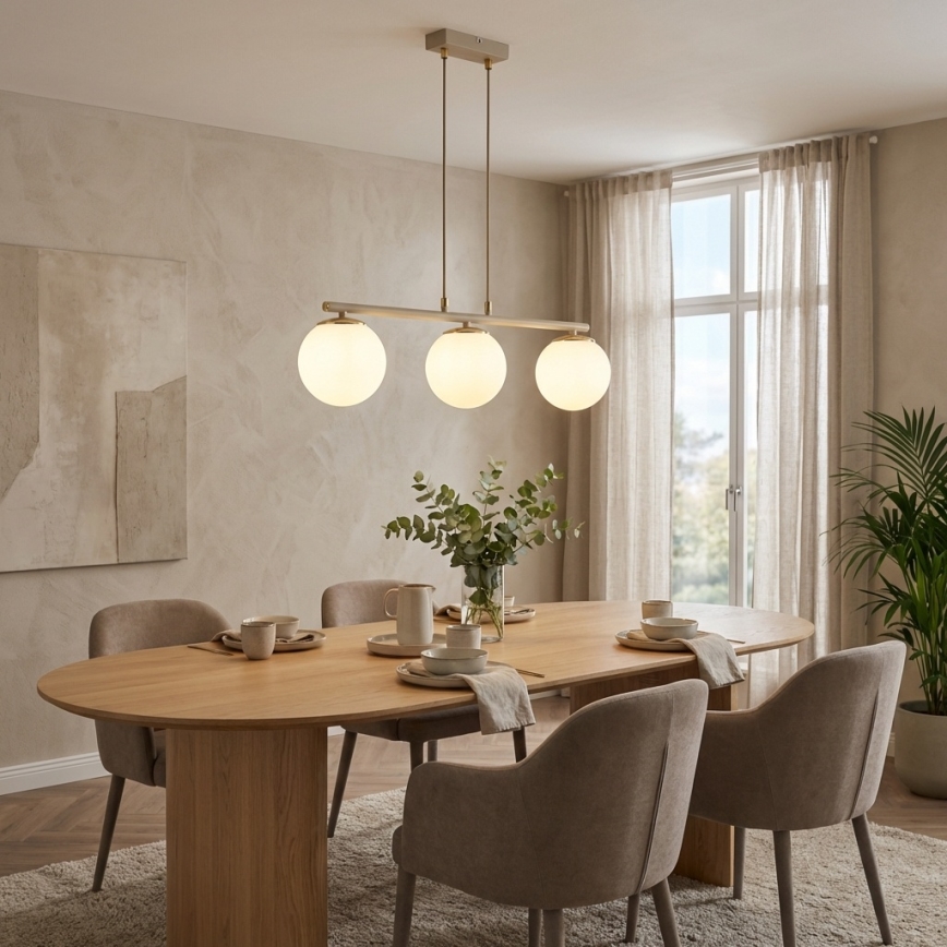 Brilagi - Takpendel med kabel 3xE27/60W/230V beige/guld