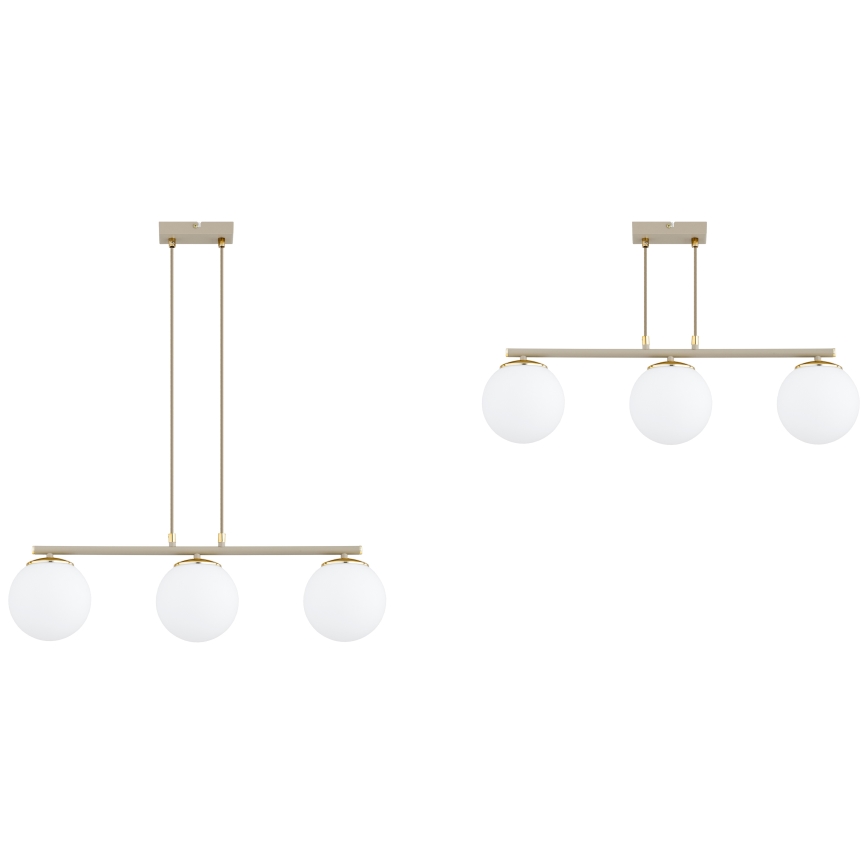 Brilagi - Takpendel med kabel 3xE27/60W/230V beige/guld
