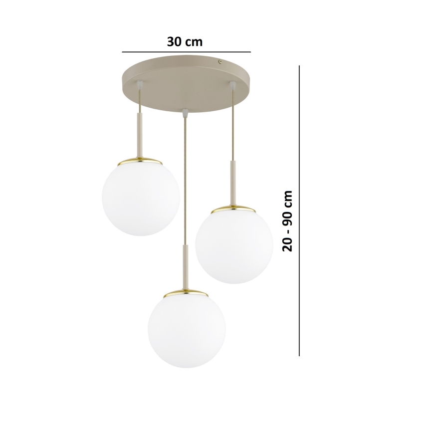 Brilagi - Takpendel med kabel MILO ECRU 3xE27/60W/230V beige/guld