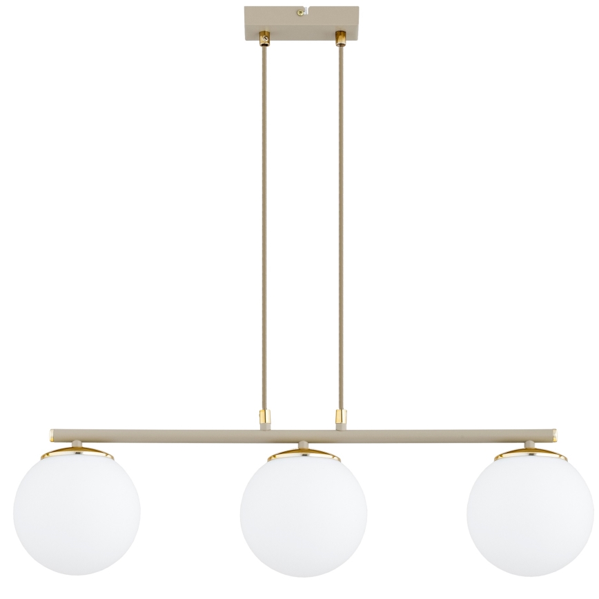 Brilagi - Takpendel med kabel MILO ECRU 3xE27/60W/230V beige/guld