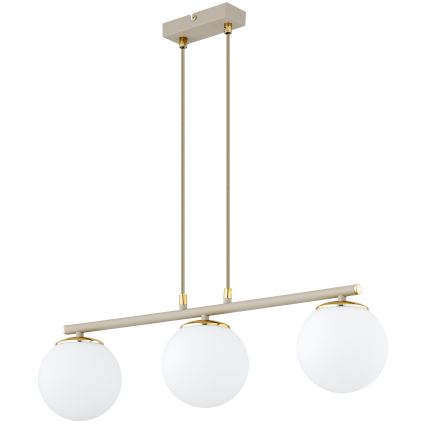 Brilagi - Takpendel med kabel MILO ECRU 3xE27/60W/230V beige/guld