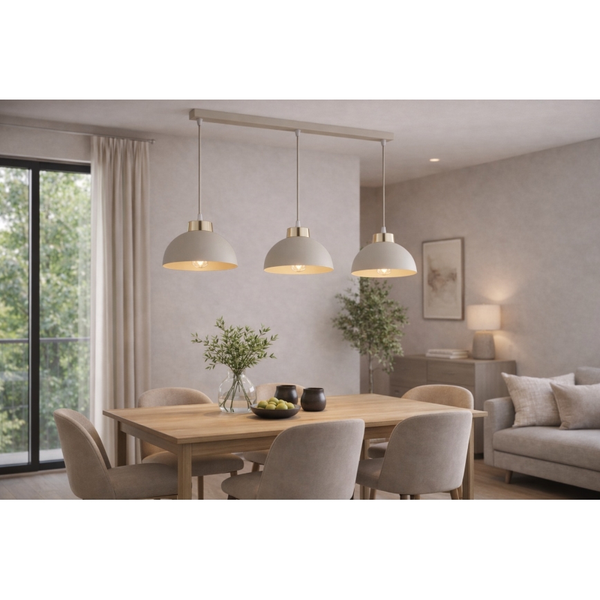 Brilagi - Takpendel med kabel MOON 3xE27/60W/230V beige/guld