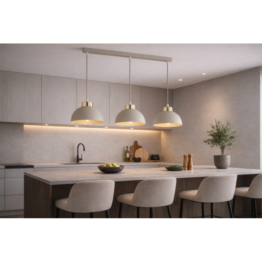 Brilagi - Takpendel med kabel MOON 3xE27/60W/230V beige/guld