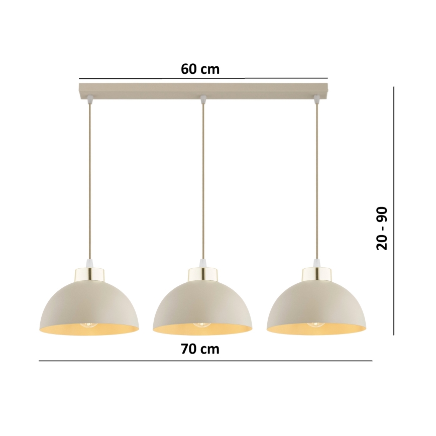 Brilagi - Takpendel med kabel MOON 3xE27/60W/230V beige/guld