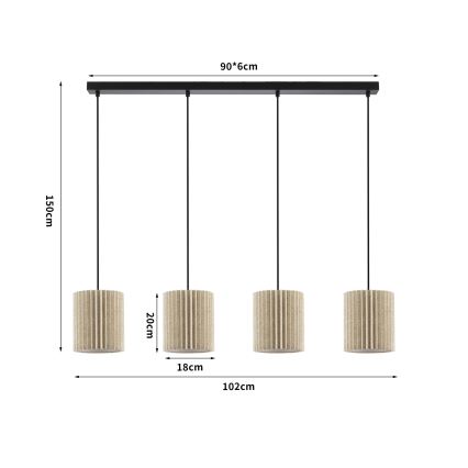 Brilagi - Takpendel med kabel NORDIC WAVE 4xE27/15W/230V linne/svart