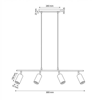 Brilagi - Takpendel med kabel SELE 4xGU10/30W/230V svart