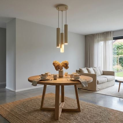 Brilagi - Takpendel med kabelupphängning TUBE 3xGU10/15W/230V beige/guld