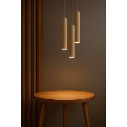 Brilagi - Takpendel med kabelupphängning TUBE 3xGU10/15W/230V beige/guld