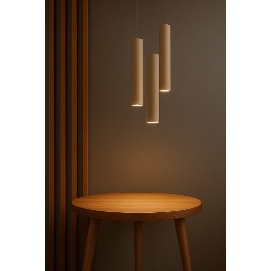 Brilagi - Takpendel med kabelupphängning TUBE 3xGU10/15W/230V beige/guld