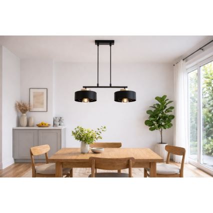 Brilagi - Takpendel med sladd 2xE27/60W/230V svart/guld