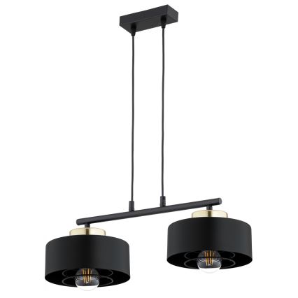 Brilagi - Takpendel med sladd 2xE27/60W/230V svart/guld
