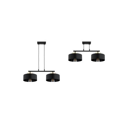 Brilagi - Takpendel med sladd 2xE27/60W/230V svart/guld