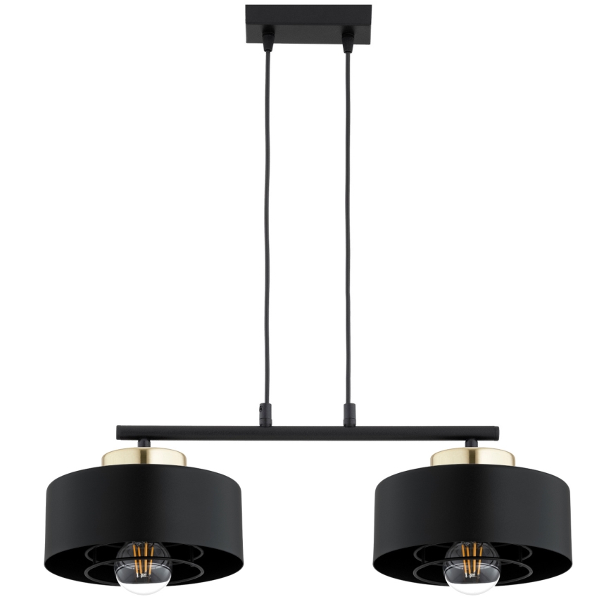 Brilagi - Takpendel med sladd SPRING 2xE27/60W/230V svart/guld
