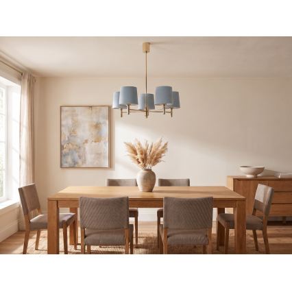 BRILAGI - Takpendel med stång MONTE 5xE27/60W/230V blå/guld