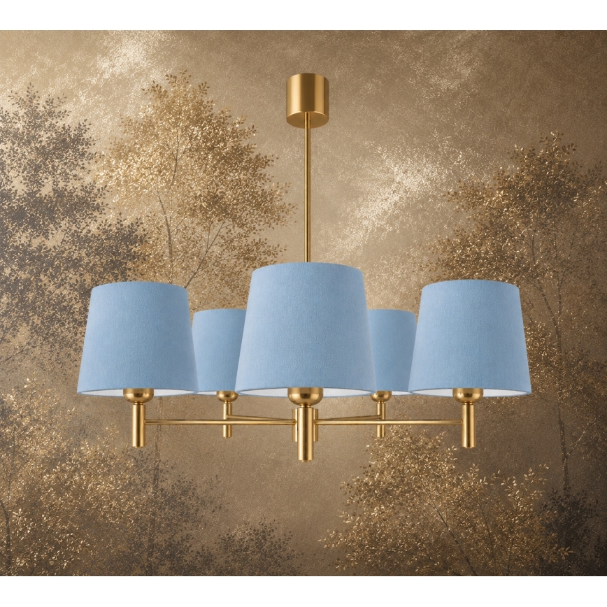 BRILAGI - Takpendel med stång MONTE 5xE27/60W/230V blå/guld