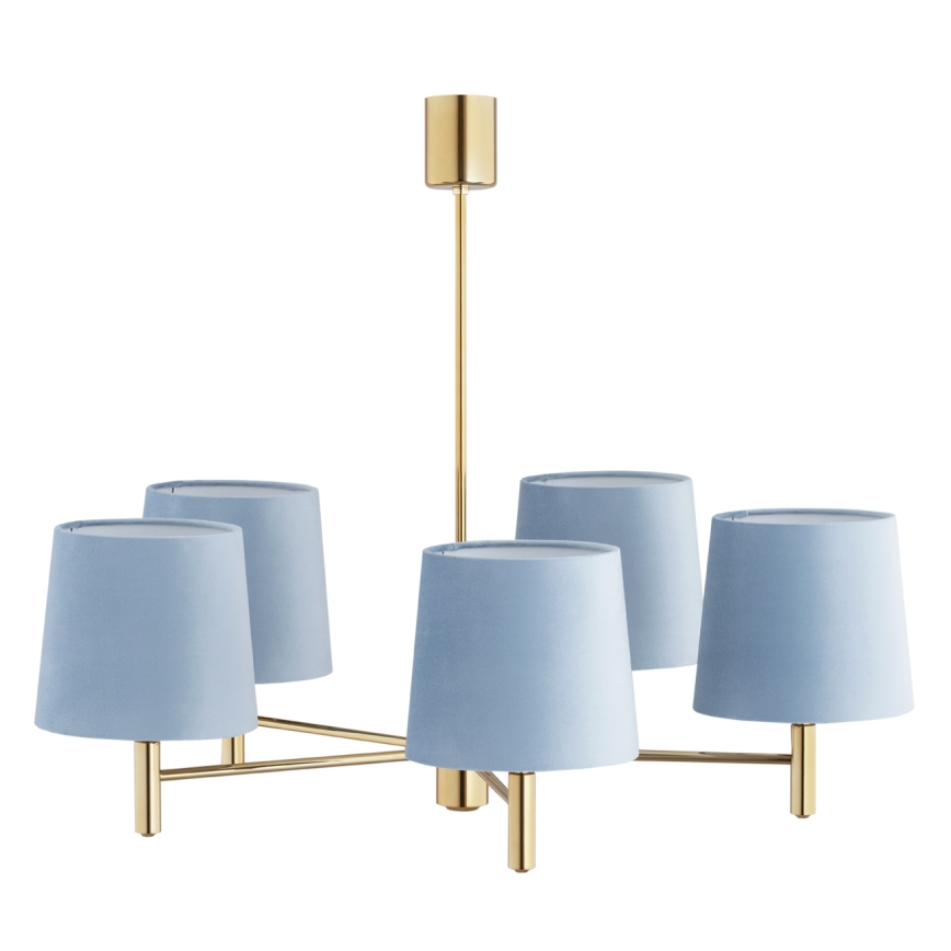 BRILAGI - Takpendel med stång MONTE 5xE27/60W/230V blå/guld