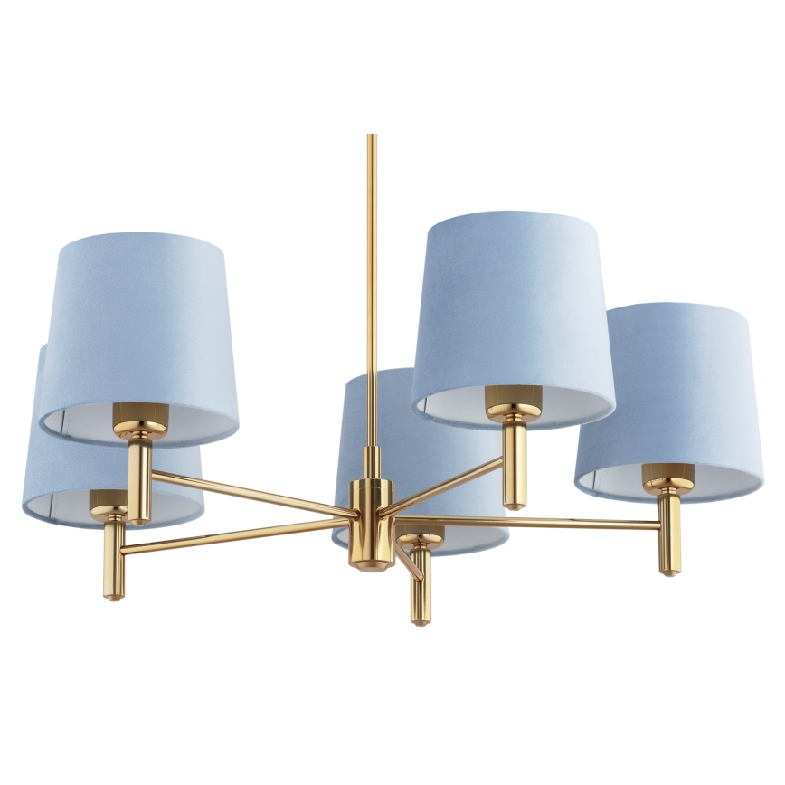 BRILAGI - Takpendel med stång MONTE 5xE27/60W/230V blå/guld